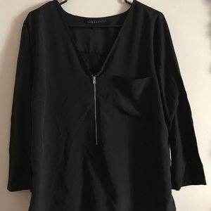 Black zip up blouse